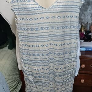 Blue and White Patterned Dress